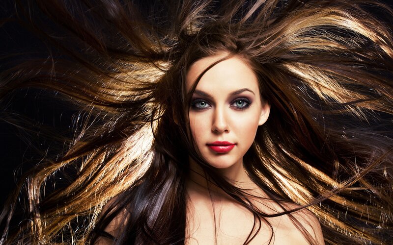 woman with flowing hair