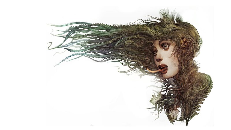 woman with flowing hair
