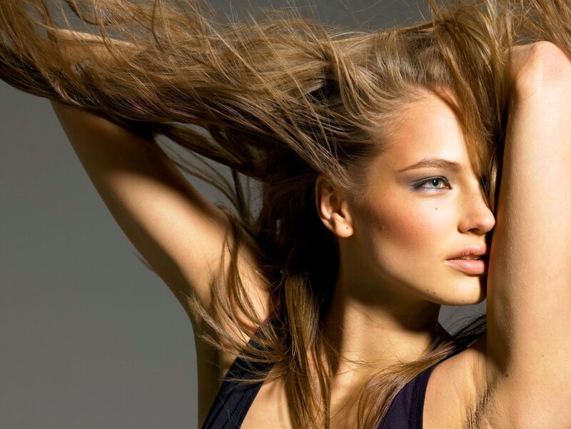 woman with flowing hair