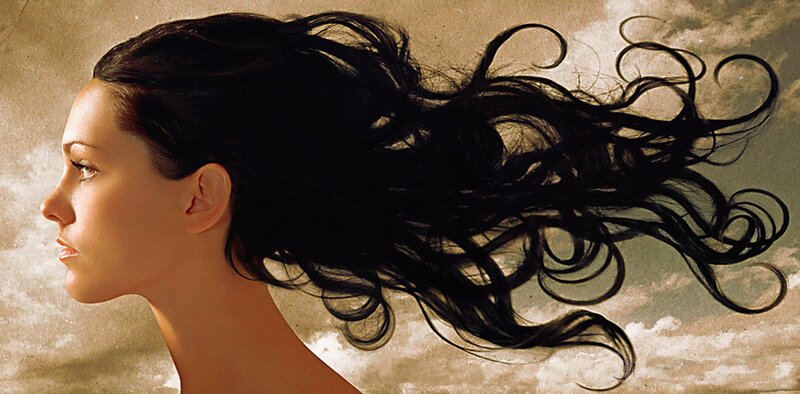 woman with flowing hair