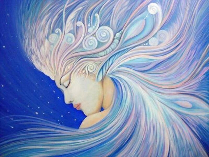 woman with flowing hair