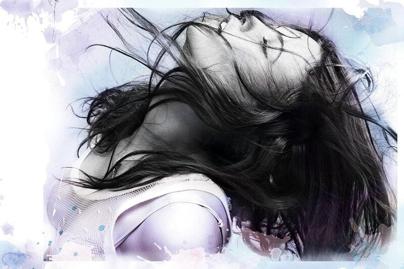 woman with flowing hair