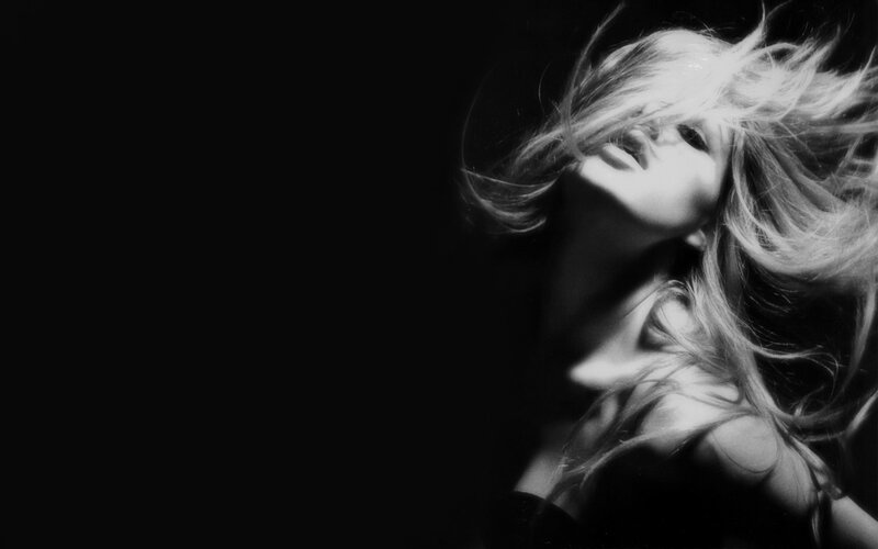 woman with flowing hair