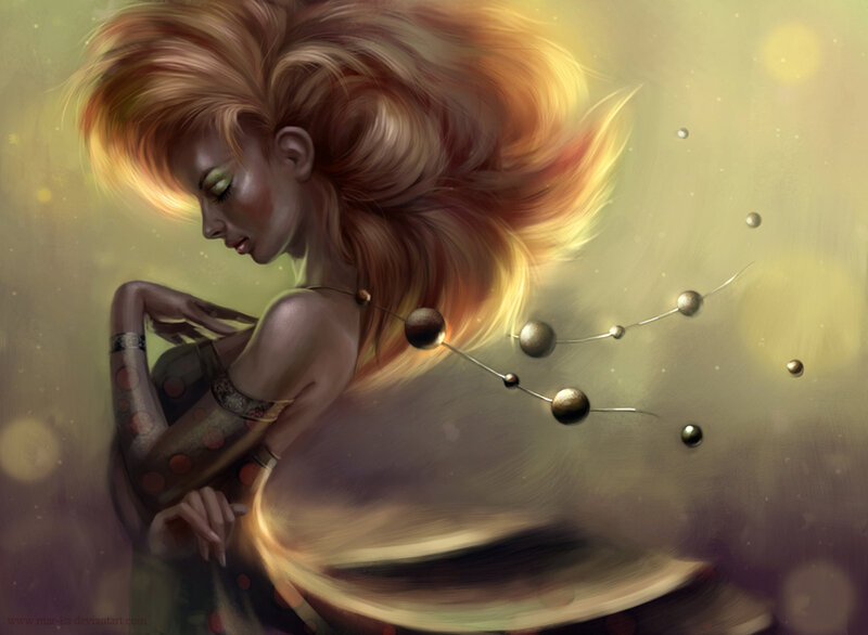 woman with flowing hair