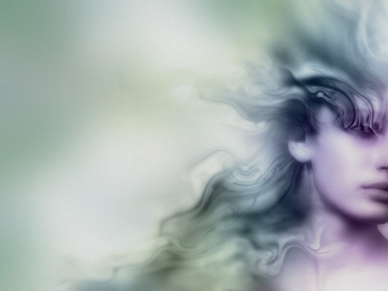 woman with flowing hair