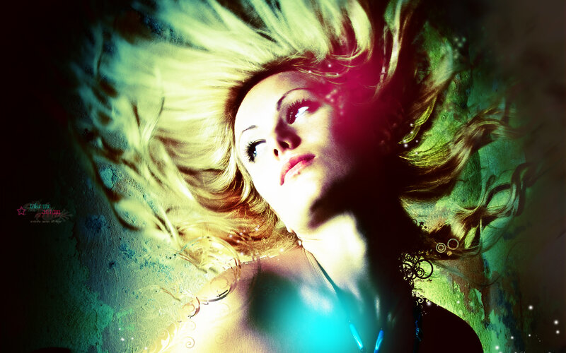 woman with flowing hair