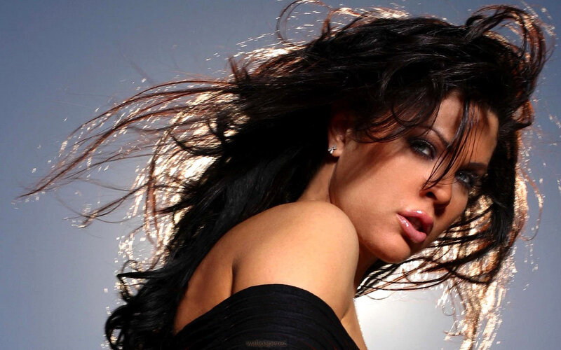 woman with flowing hair
