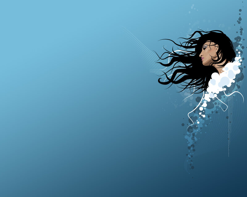 woman with flowing hair