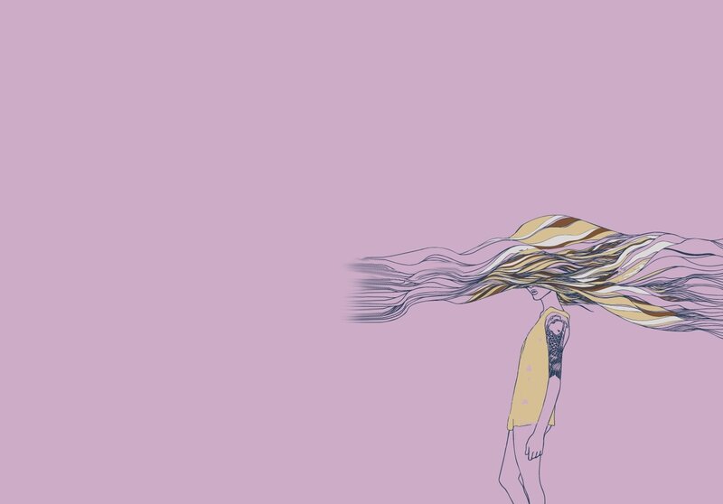 woman with flowing hair