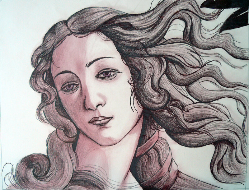 woman with flowing hair