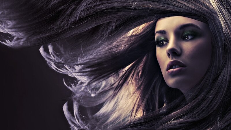 woman with flowing hair
