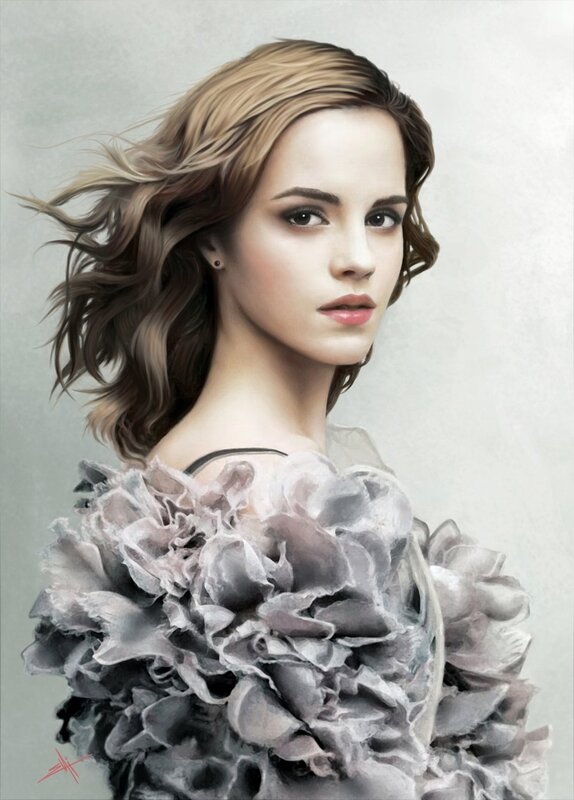 woman with flowing hair