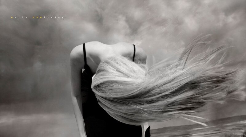 woman with flowing hair
