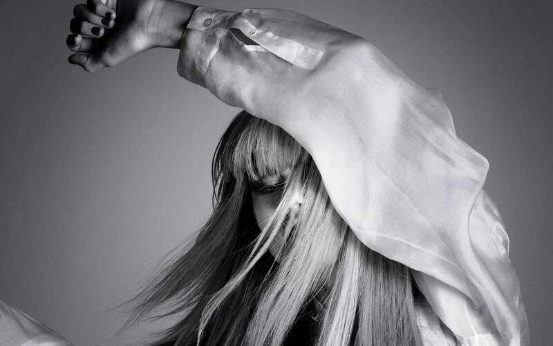 woman with flowing hair