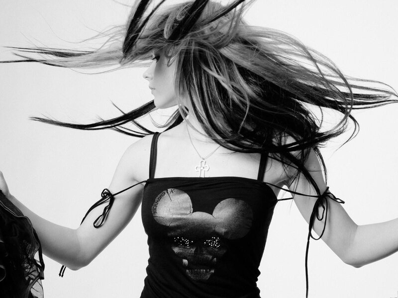 woman with flowing hair