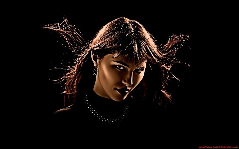 woman with flowing hair