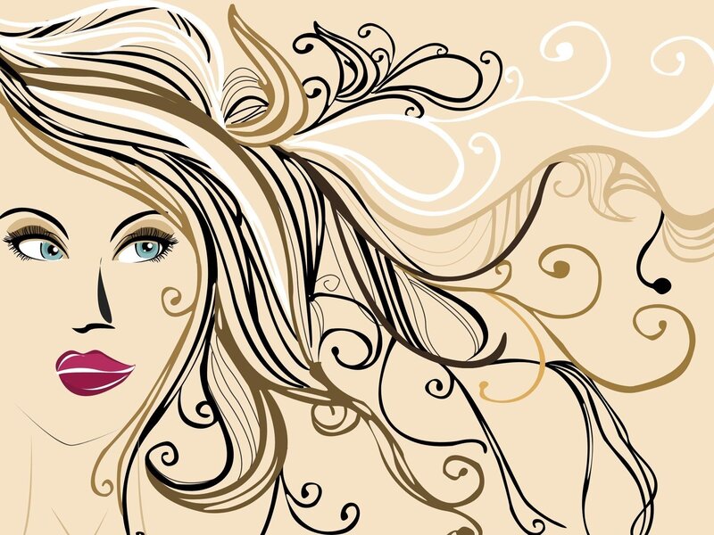 woman with flowing hair