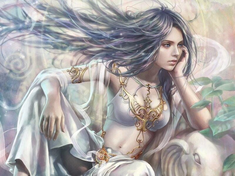 woman with flowing hair