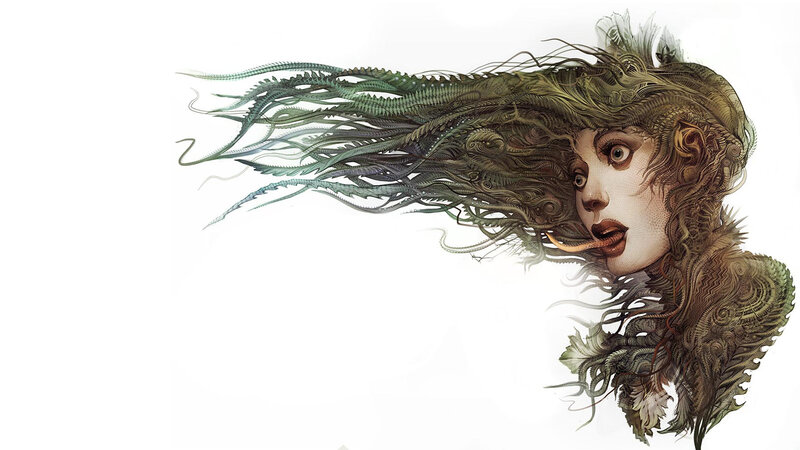 woman with flowing hair