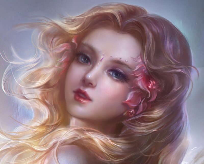 Woman with Flowing Hair — Blonde