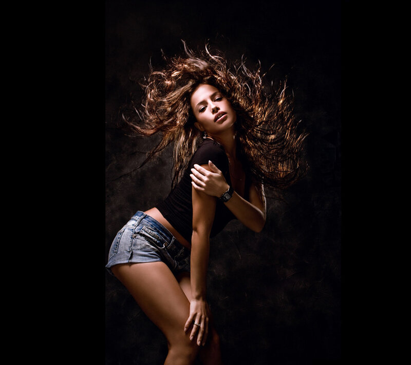 Woman with Flowing Hair — Brown, Dramatic