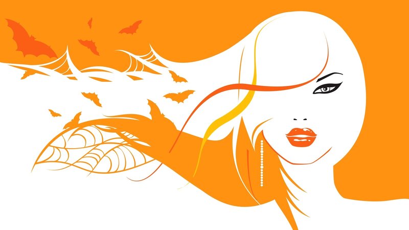 Woman with Flowing Hair — Orange, Dramatic
