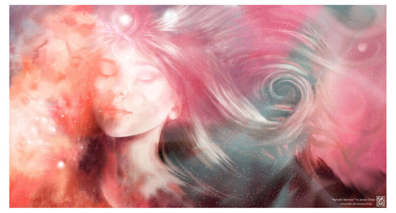 Woman with Flowing Hair — Pink