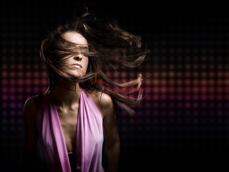 Woman with Flowing Hair — Purple, Dramatic