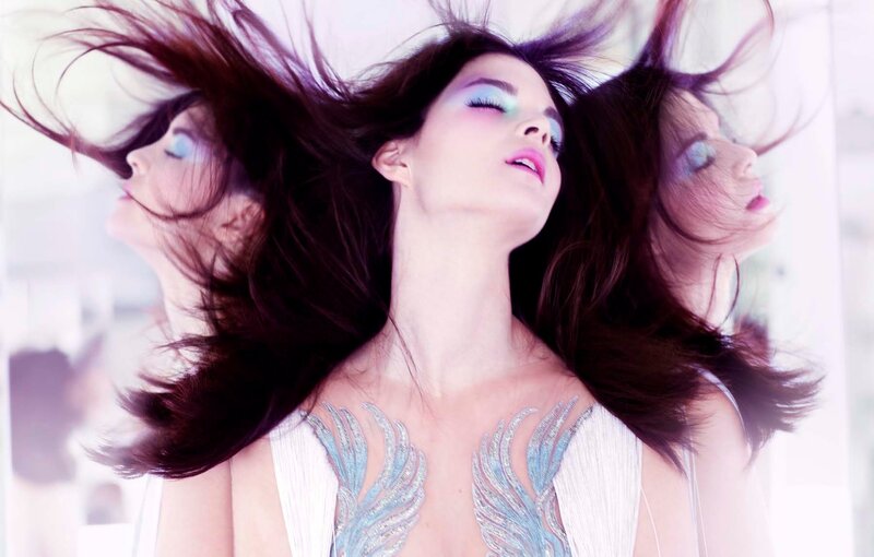Woman with Flowing Hair — White, Dreamy, Photograph