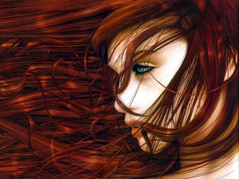 woman with flowing red hair