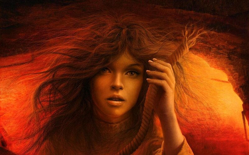 woman with flowing red hair