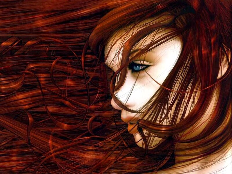 woman with flowing red hair