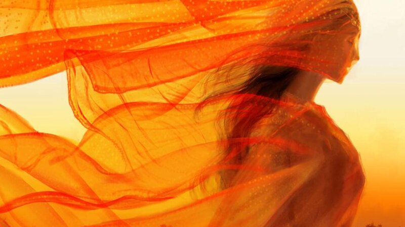 Woman with Flowing Scarf — Orange