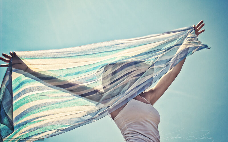 woman with flowing scarf