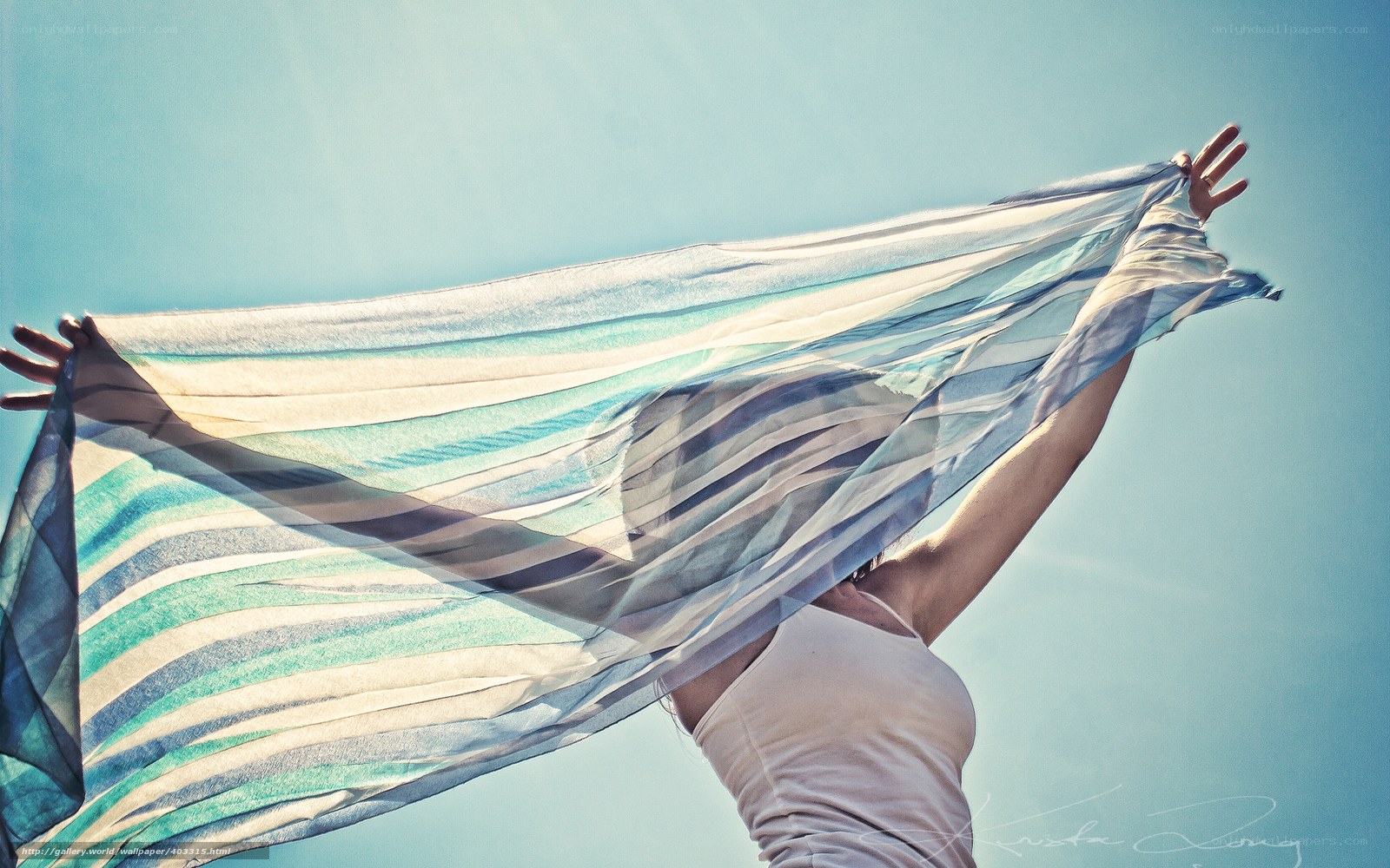 woman with flowing scarf