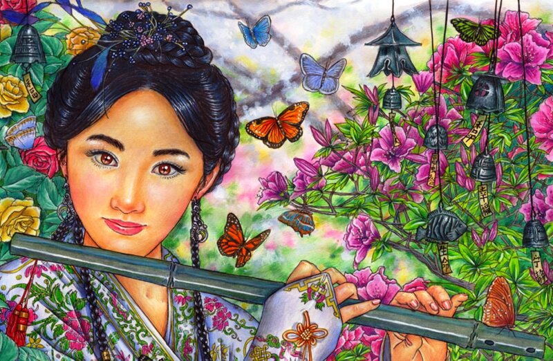 Woman with Flute — Pink