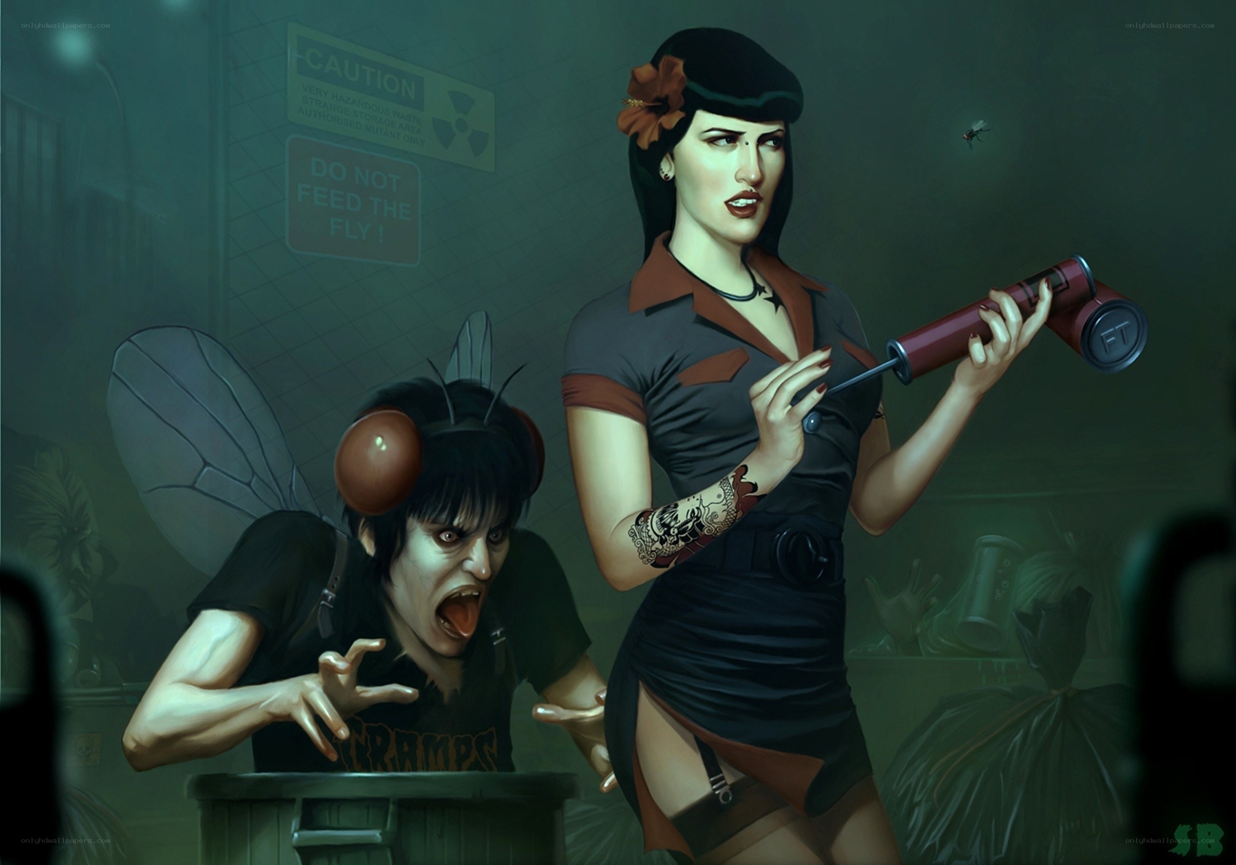 woman with fly weapon