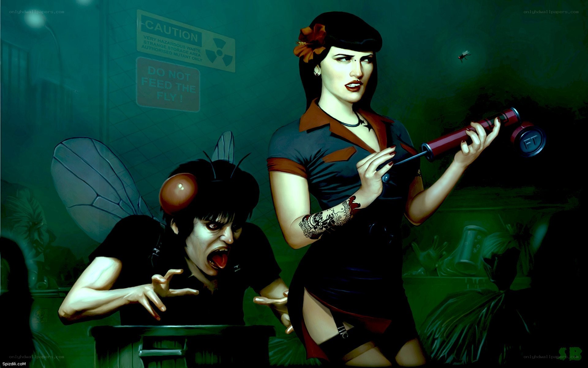 woman with fly weapon