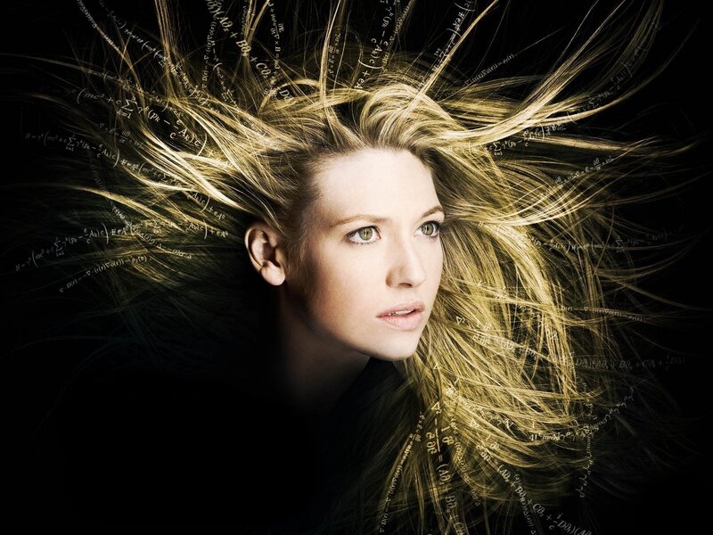 Woman with Flying Hair — Black, Dramatic, Photograph, Mathematical Formulas, Face