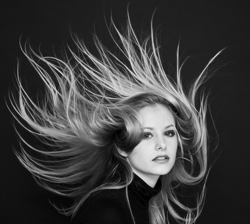 Woman with Flying Hair — Black, Dramatic