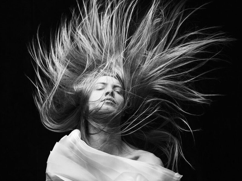 Woman with Flying Hair — Black