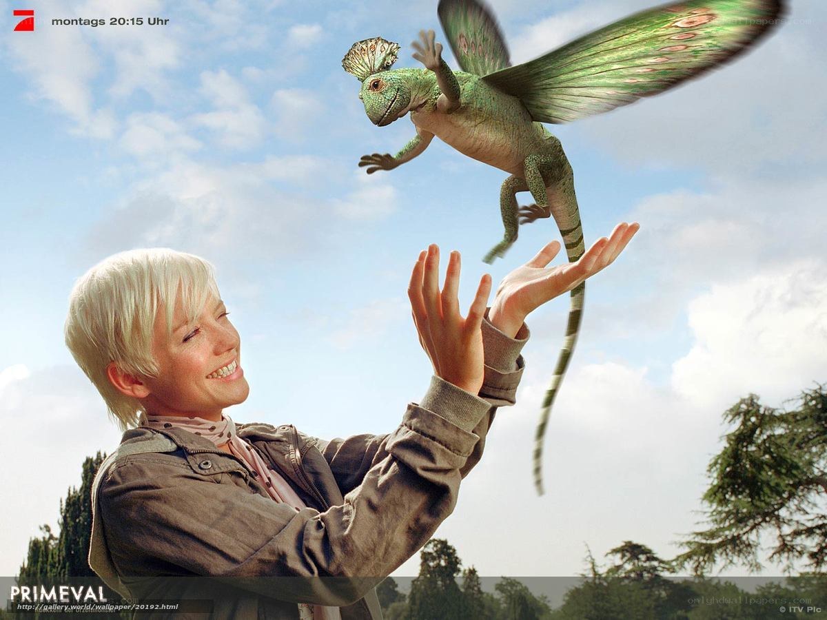 woman with flying lizard