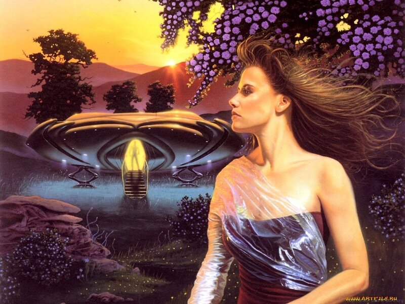 woman with flying saucer