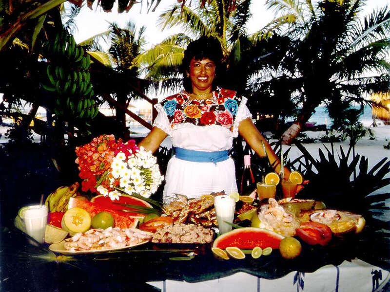 Woman with Food Display