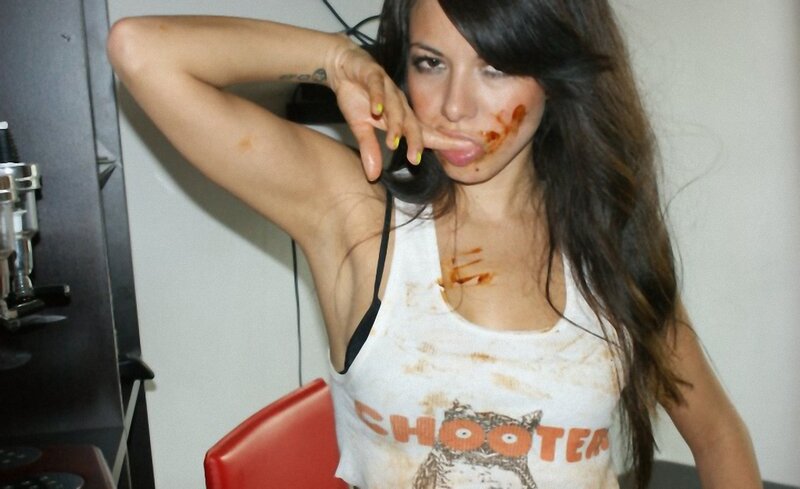 woman with food stains on face