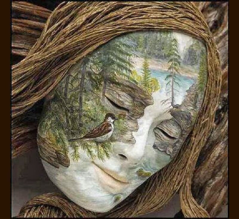 Woman with Forest Face