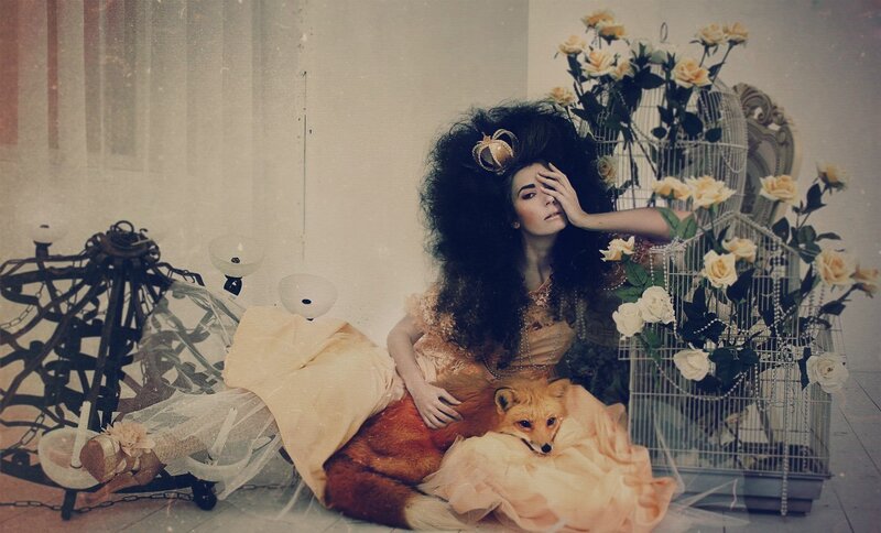 Woman with Fox and Birdcage