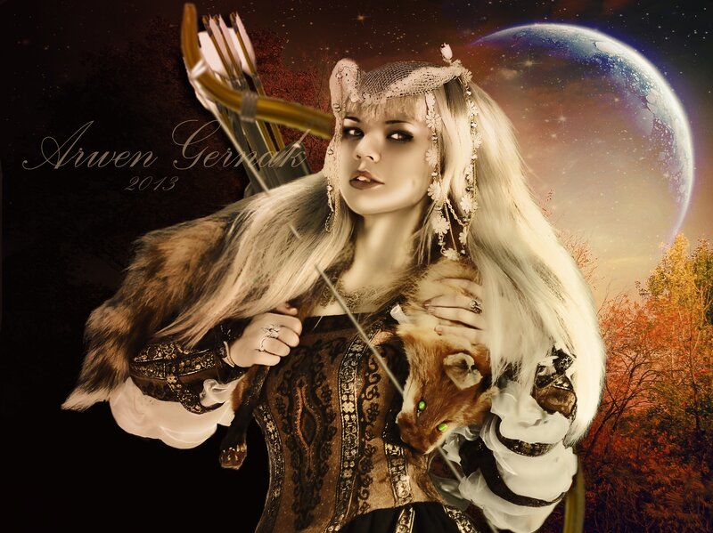 Woman with Fox and Bow