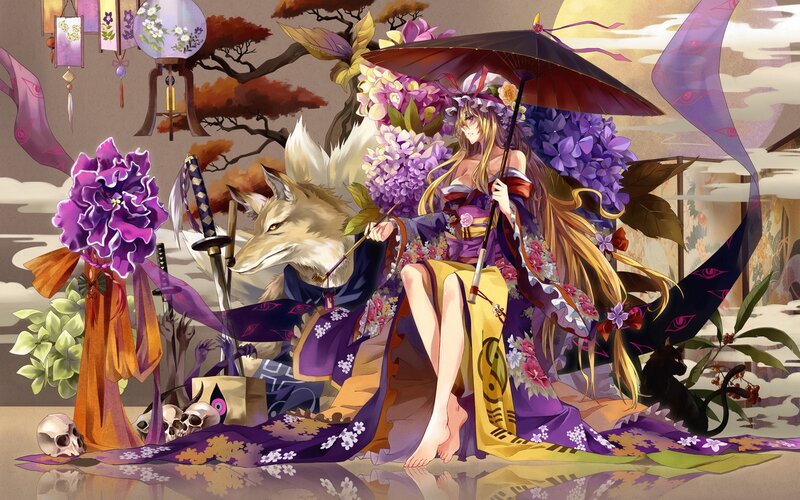 Woman with Fox Companion — Purple