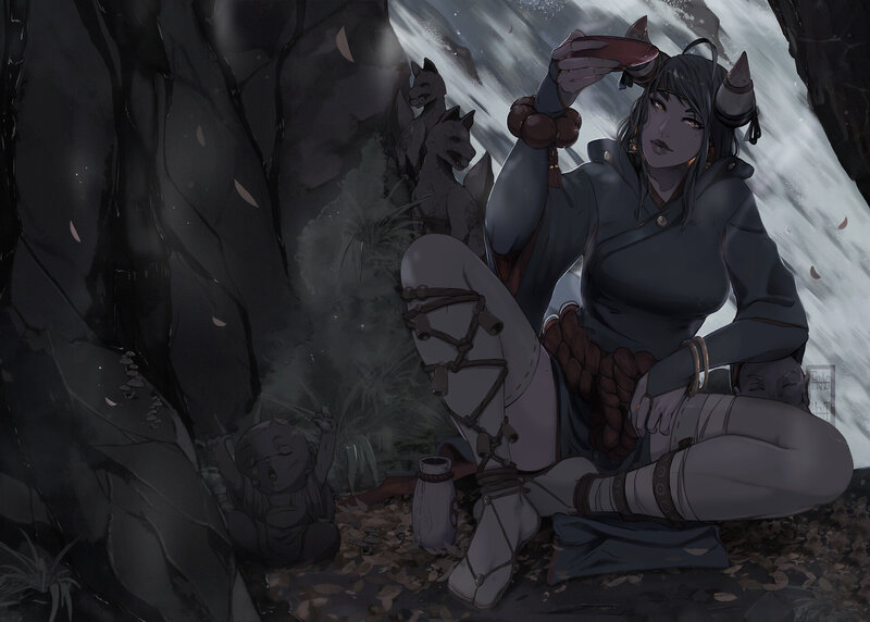 Woman with Fox Ears — Gray